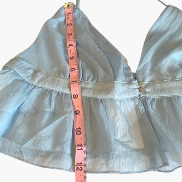 Bear Dance Light Blue Sheer Halter Top L Polyester China - Picture 6 of 6